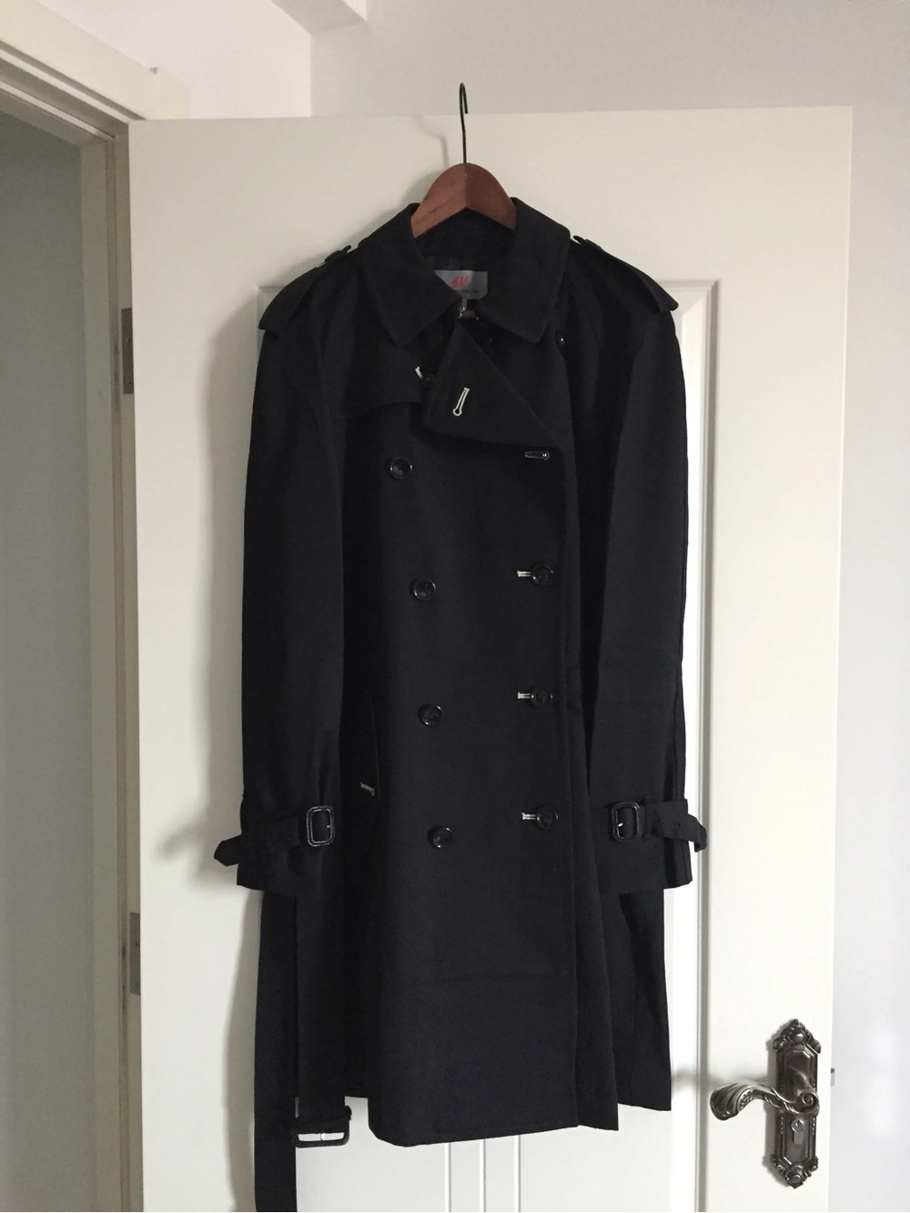 Black Double-Breasted Belted Trench Coat - H&M x Comme des Garçons